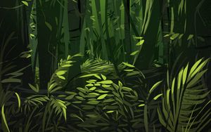 Preview wallpaper jungle, trees, leaves, plants, art, green
