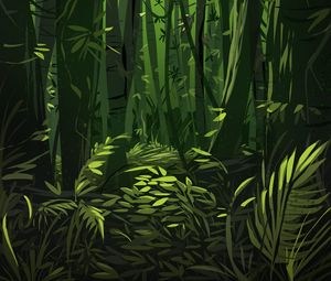 Preview wallpaper jungle, trees, leaves, plants, art, green