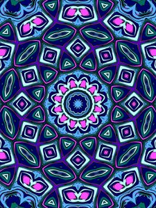 Preview wallpaper kaleidoscope, circle, shapes, abstraction, bright