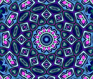 Preview wallpaper kaleidoscope, circle, shapes, abstraction, bright