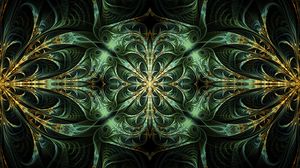 Preview wallpaper kaleidoscope, fractal, green, abstraction