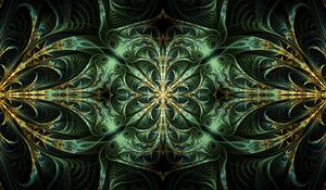 Preview wallpaper kaleidoscope, fractal, green, abstraction