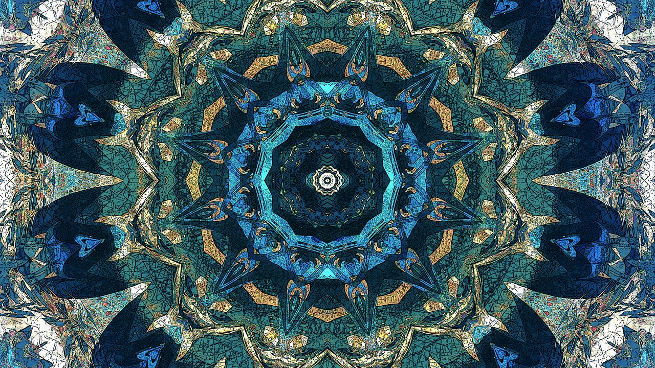 Wallpaper kaleidoscope, fractal, pattern, abstraction, blue