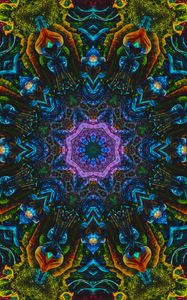 Preview wallpaper kaleidoscope, fractal, shapes, colorful, abstraction