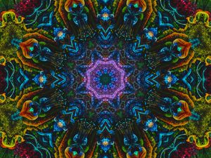 Preview wallpaper kaleidoscope, fractal, shapes, colorful, abstraction