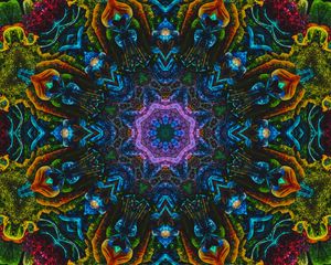 Preview wallpaper kaleidoscope, fractal, shapes, colorful, abstraction