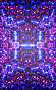 Preview wallpaper kaleidoscope, glow, shapes, abstraction, blue, pink