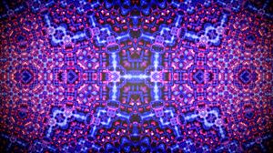 Preview wallpaper kaleidoscope, glow, shapes, abstraction, blue, pink