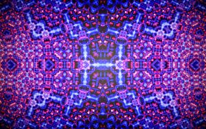 Preview wallpaper kaleidoscope, glow, shapes, abstraction, blue, pink