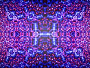 Preview wallpaper kaleidoscope, glow, shapes, abstraction, blue, pink