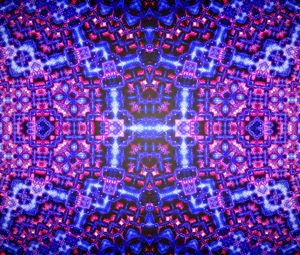 Preview wallpaper kaleidoscope, glow, shapes, abstraction, blue, pink