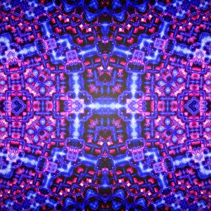 Preview wallpaper kaleidoscope, glow, shapes, abstraction, blue, pink