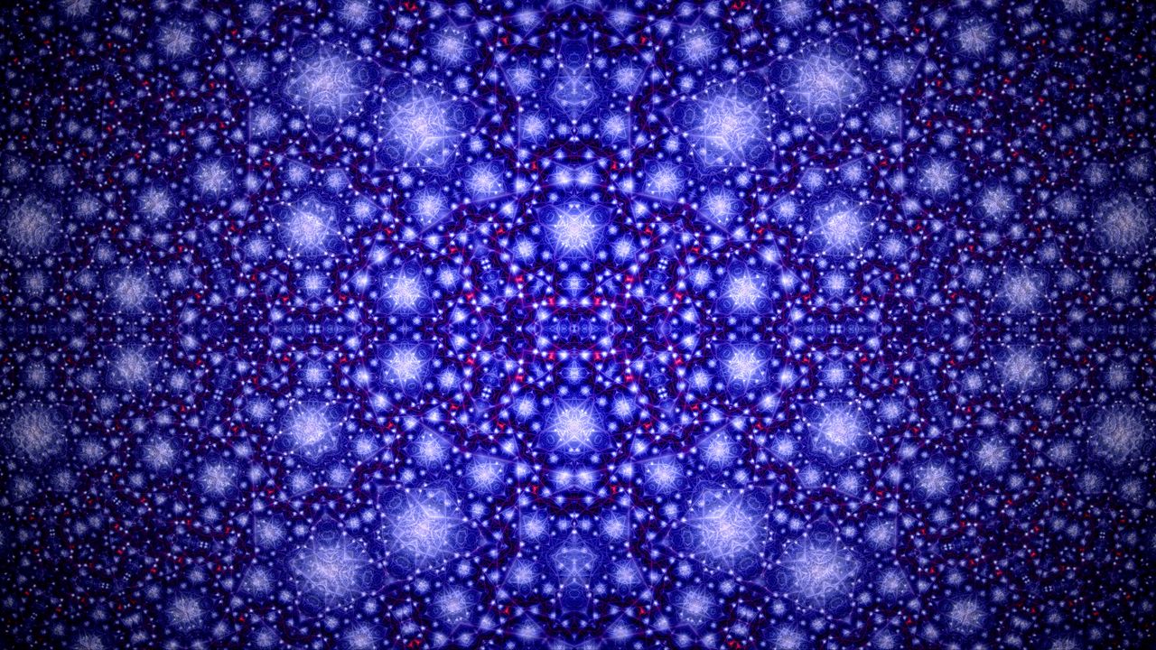 Wallpaper kaleidoscope, glow, shapes, dots, blue