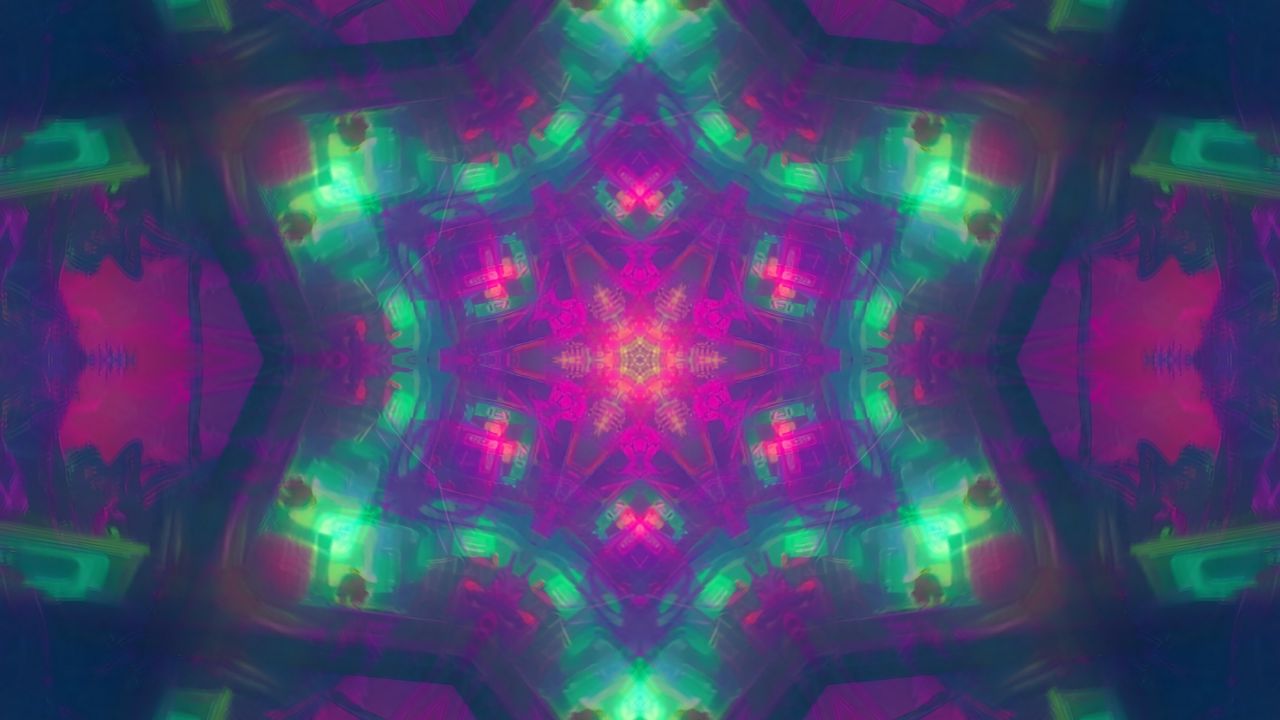 Wallpaper kaleidoscope, glow, shapes, abstraction, colorful