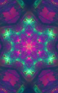 Preview wallpaper kaleidoscope, glow, shapes, abstraction, colorful