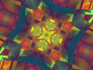 Preview wallpaper kaleidoscope, glow, shapes, abstraction, background