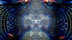 Preview wallpaper kaleidoscope, glow, shapes, blue, abstraction