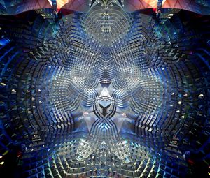 Preview wallpaper kaleidoscope, glow, shapes, blue, abstraction