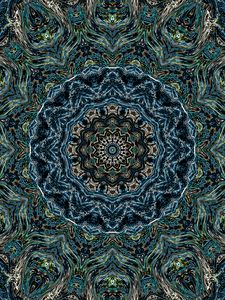 Preview wallpaper kaleidoscope, pattern, fractal, green, abstraction