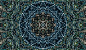 Preview wallpaper kaleidoscope, pattern, fractal, green, abstraction