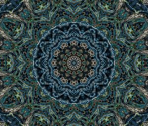 Preview wallpaper kaleidoscope, pattern, fractal, green, abstraction