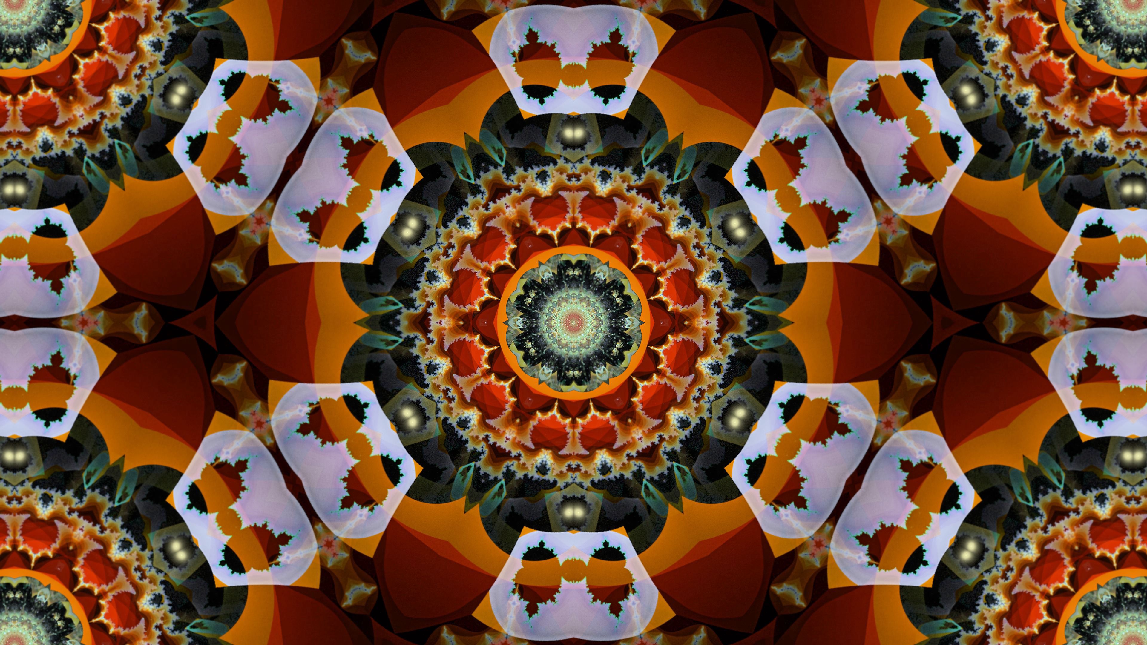 Download wallpaper 3840x2160 kaleidoscope, fractal, round, shapes hd