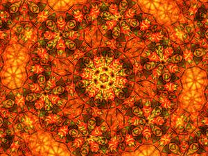 Preview wallpaper kaleidoscope, shapes, abstraction, orange