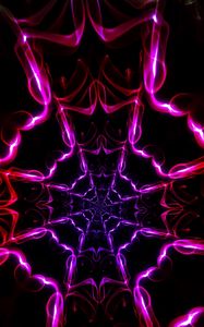 Preview wallpaper kaleidoscope, shapes, light, dark background, colorful