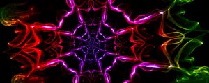 Preview wallpaper kaleidoscope, shapes, light, dark background, colorful