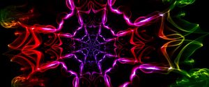 Preview wallpaper kaleidoscope, shapes, light, dark background, colorful