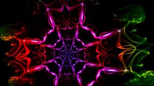 Preview wallpaper kaleidoscope, shapes, light, dark background, colorful