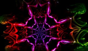 Preview wallpaper kaleidoscope, shapes, light, dark background, colorful