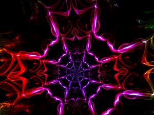 Preview wallpaper kaleidoscope, shapes, light, dark background, colorful