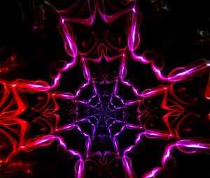 Preview wallpaper kaleidoscope, shapes, light, dark background, colorful