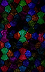 Preview wallpaper kaleidoscope, stained glass, shapes, colorful, dark, abstraction