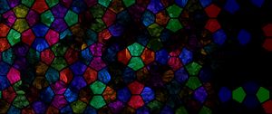 Preview wallpaper kaleidoscope, stained glass, shapes, colorful, dark, abstraction
