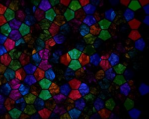 Preview wallpaper kaleidoscope, stained glass, shapes, colorful, dark, abstraction
