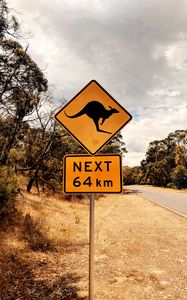 Preview wallpaper kangaroo, sign, inscription, road