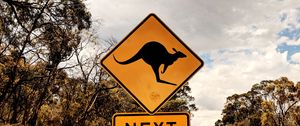 Preview wallpaper kangaroo, sign, inscription, road