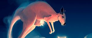 Preview wallpaper kangaroos, stars, clouds, sky, art