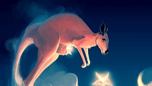 Preview wallpaper kangaroos, stars, clouds, sky, art