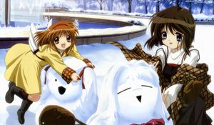 Preview wallpaper kanon, girl, cute, winter, snow, joy