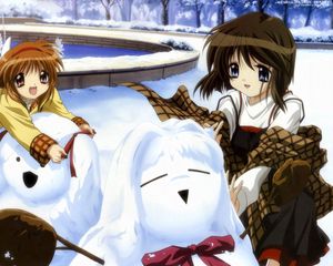 Preview wallpaper kanon, girl, cute, winter, snow, joy