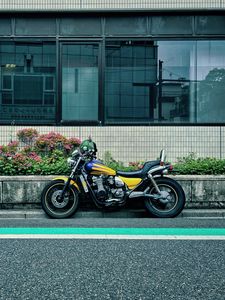 Preview wallpaper kawasaki eliminator, kawasaki, motorcycle, bike, yellow