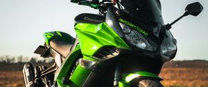 Preview wallpaper kawasaki, motorcycle, bike, green, road