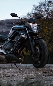 Preview wallpaper kawasaki, motorcycle, road, side view
