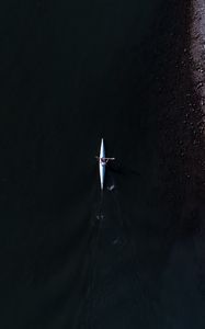 Preview wallpaper kayak, boat, aerial view, water, dark