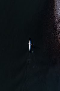 Preview wallpaper kayak, boat, aerial view, water, dark