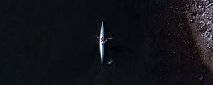 Preview wallpaper kayak, boat, aerial view, water, dark