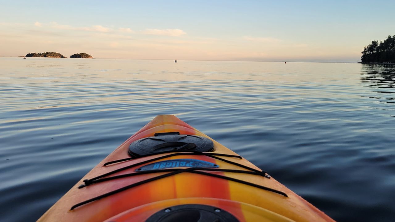 Wallpaper kayak, sea, horizon, sky, nature